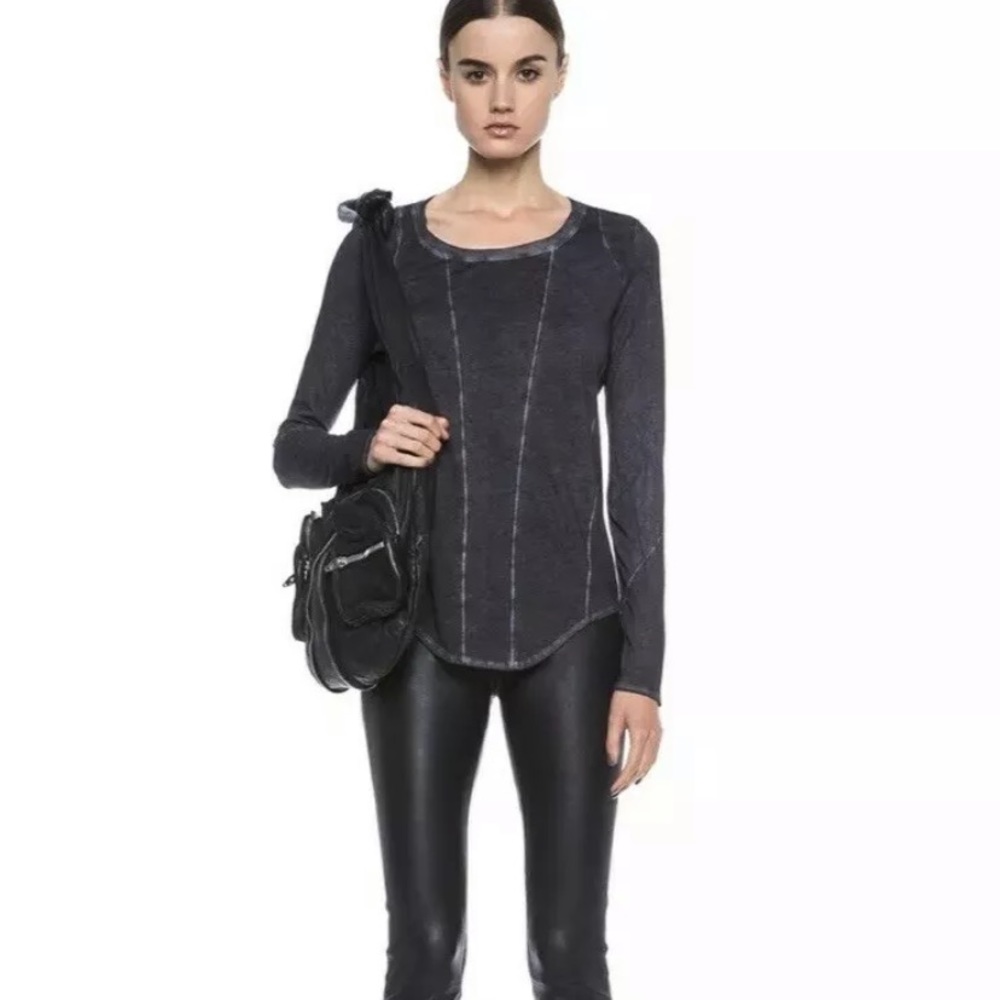 Helmut Lang Chalk Grey Jersey Seam Top - Picture 1 of 8